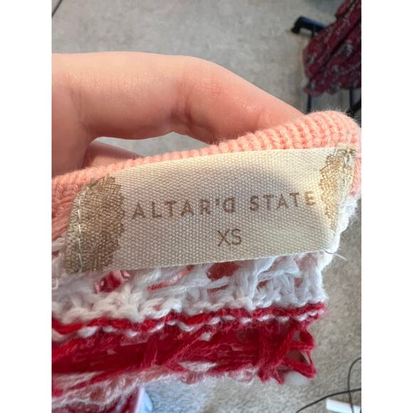 Altar'd State Pink Striped Cropped Crochet Sweater Cotton size XS - Picture 3 of 9